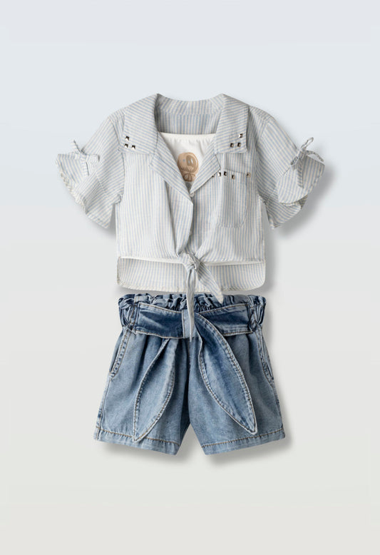 Set Camicia M/c Top E Pantaloncini Jeans