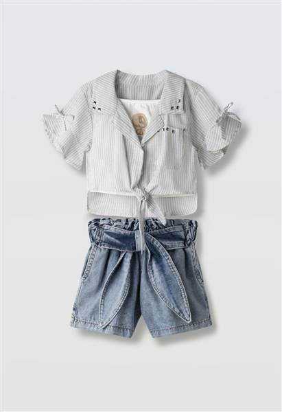 SET CAMICIA M/C TOP E PANTALONCINI JEANS