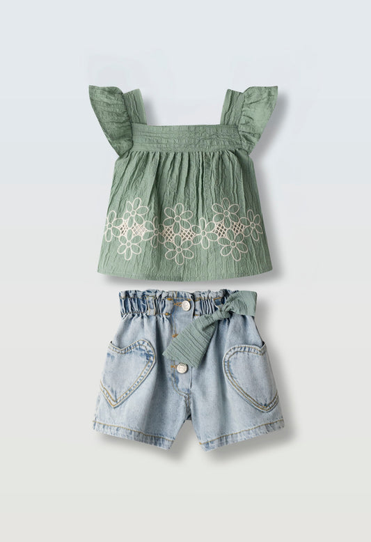 Completo Top Con Pantaloncino Jeans